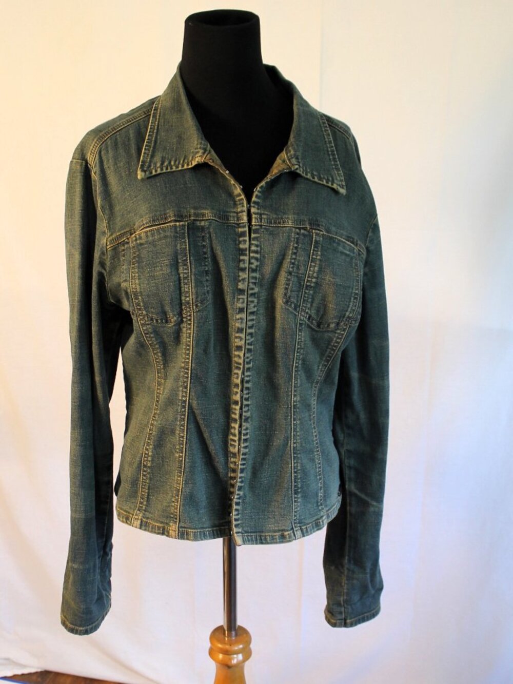Vintage Bisou Bisou Michele Bohbot Denim Jacket Y2K Grunge XL